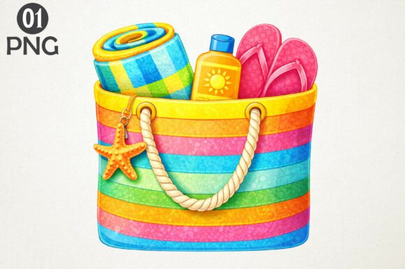 Download Colorful Beach Bag Summer PNG Art - Premium Resources