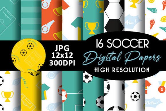 Download Mint and Orange Soccer Digital Papers - Soccer Collection