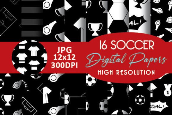 Download Black and White Soccer Digital Papers - Soccer Collection