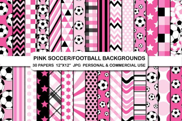 Download Pink Soccer Digital Papers Set Football - Soccer Collection