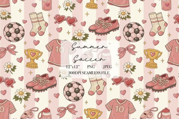 Download Summer Pink Soccer Seamless Pattern - Soccer Collection