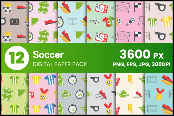 Download Soccer Digital Paper Set - Soccer Collection