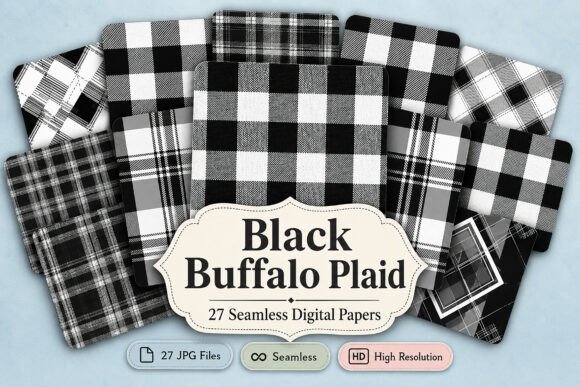 Download Black Buffalo Plaid Digital Paper Bundle - Buffalo Collection