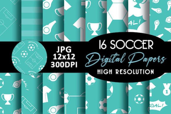 Download Mint Soccer Digital Papers Patterns - Soccer Collection