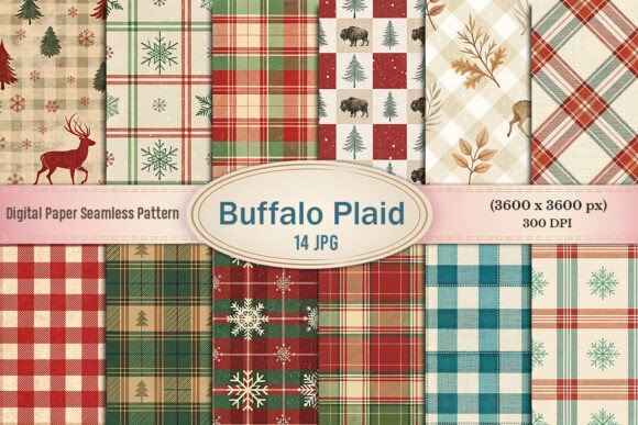 Download Buffalo Plaid Christmas Digital Paper - Buffalo Collection