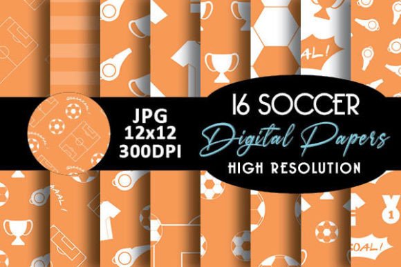 Download Orange Soccer Digital Papers Patterns - Soccer Collection