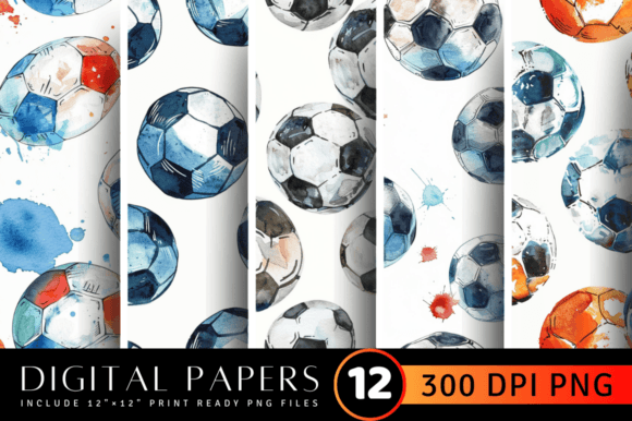 Download Watercolor Soccer Digital Paper Backgrou - Soccer Collection