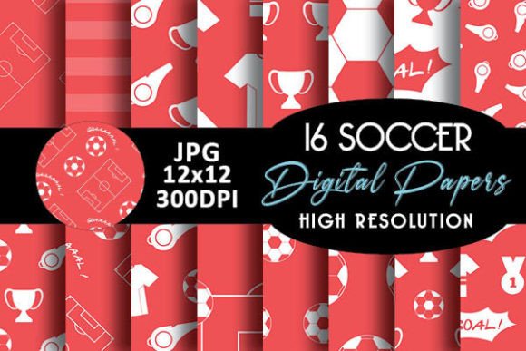 Download Red Soccer Sport Digital Papers Pattern - Soccer Collection