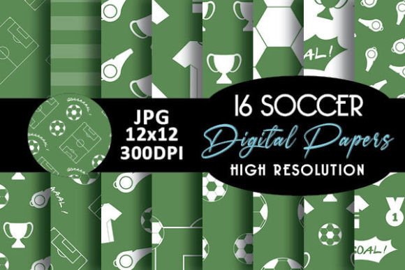 Download Green Soccer Digital Papers Pattern - Soccer Collection