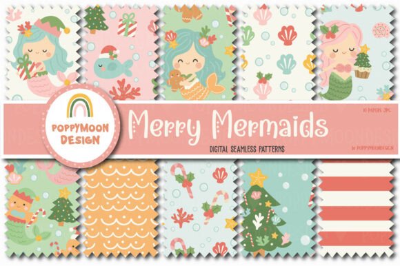 Download Merry Mermaids Pattern Set - Mermaids pattern Collection