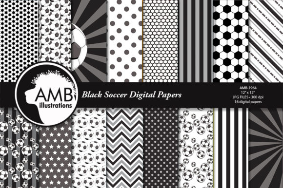 Download Black Soccer Digital Papers&nbsp; - Soccer Collection