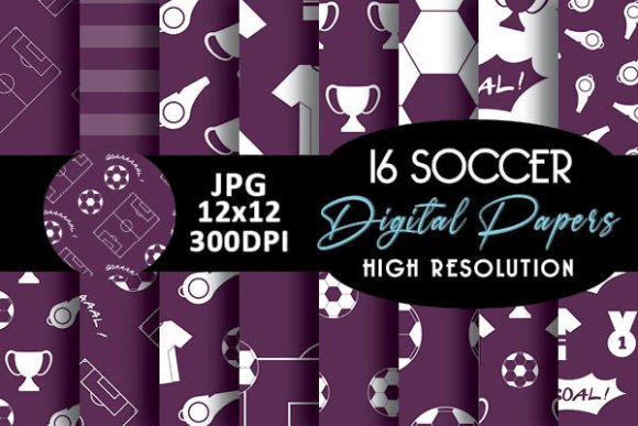 Download Purple Soccer Digital Papers Patterns - Soccer Collection
