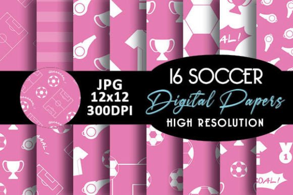 Download Pink Soccer Sport Digital Papers Pattern - Soccer Collection